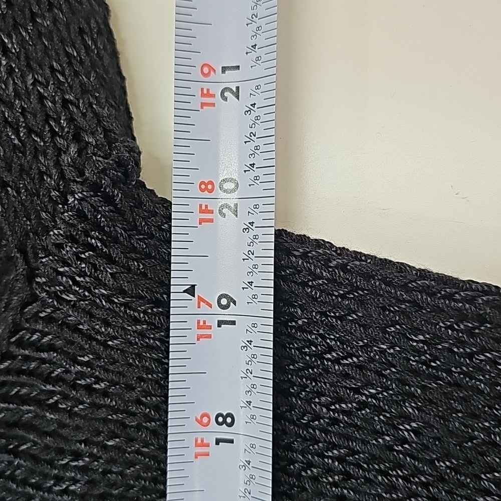 Vtg 90s Magnolia Black Faux Wrap, Beaded Scarf, Deep Vneck Sweater, Size Med - Picture 13 of 14